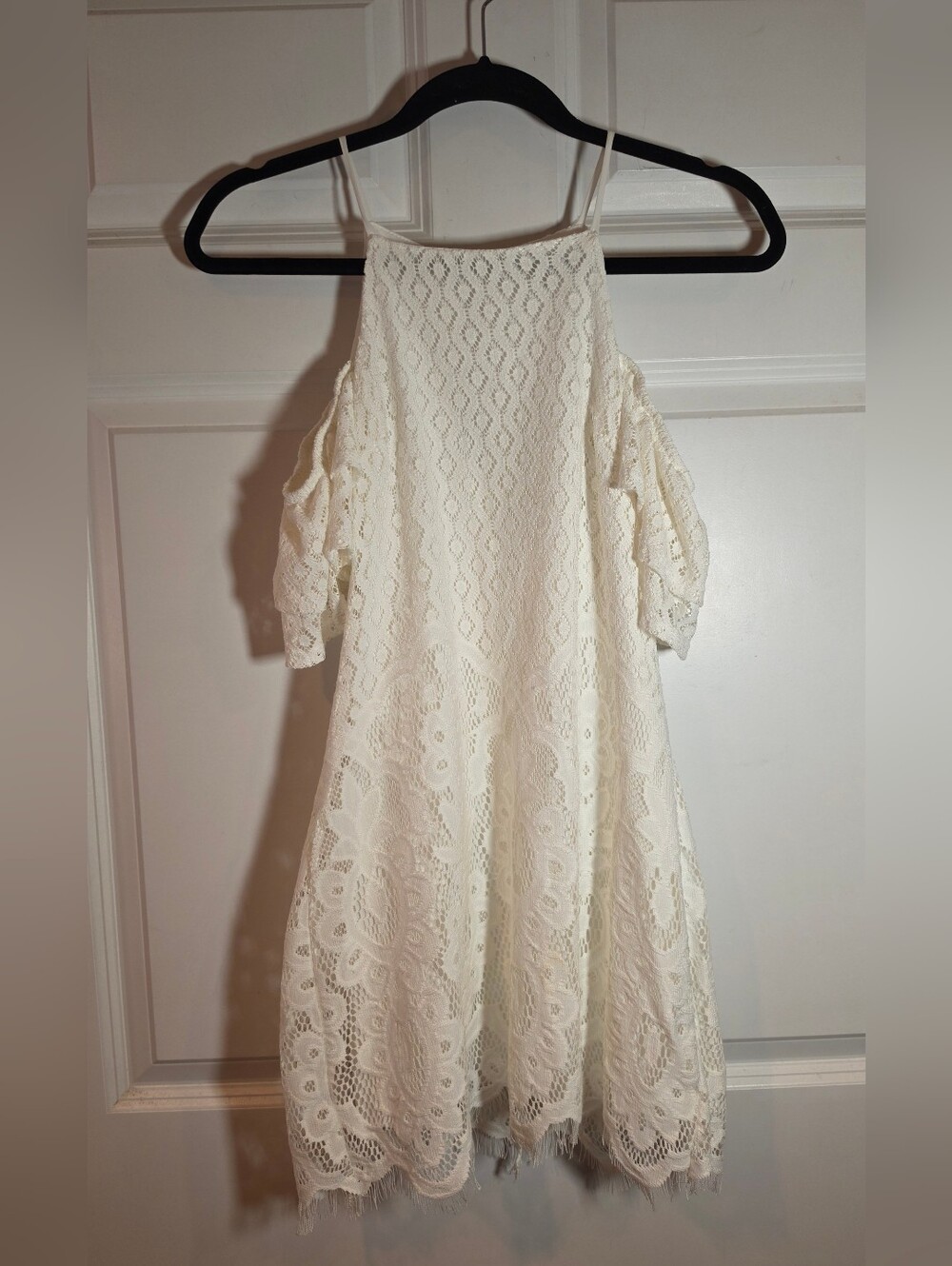 Speechless Wite Lace Cold-Shoulder Mini Dress Zip Back XS